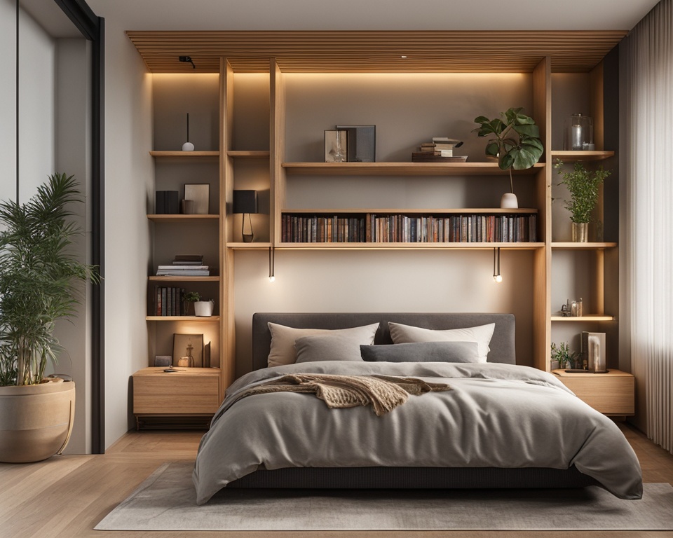 Japandi Bedroom Bookshelf: Stylish Storage Solutions