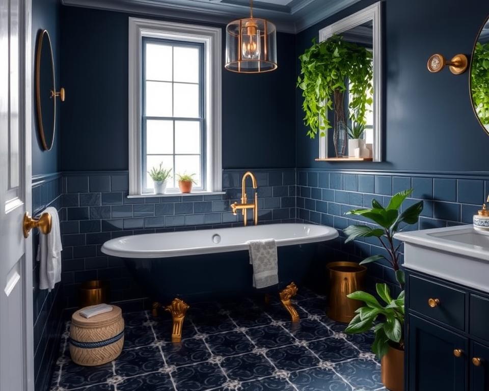 bathroom decor navy blue