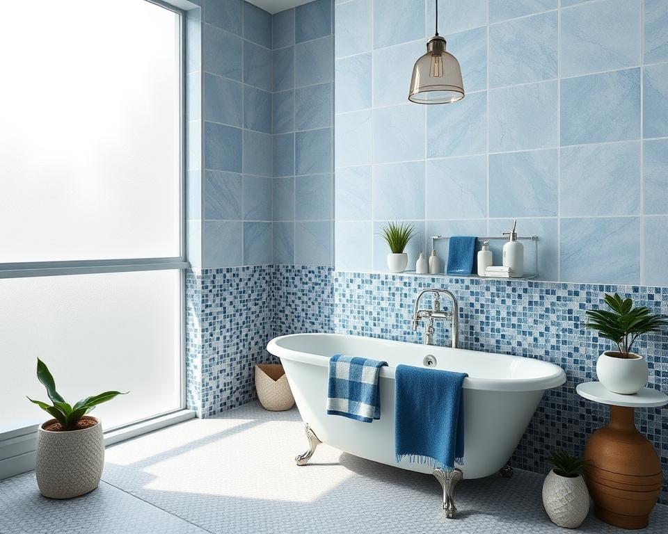 blue and white bathroom