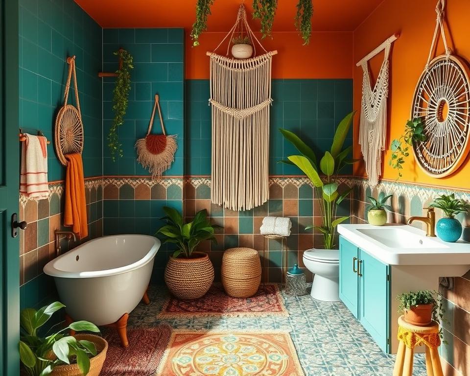 boho bathroom colors