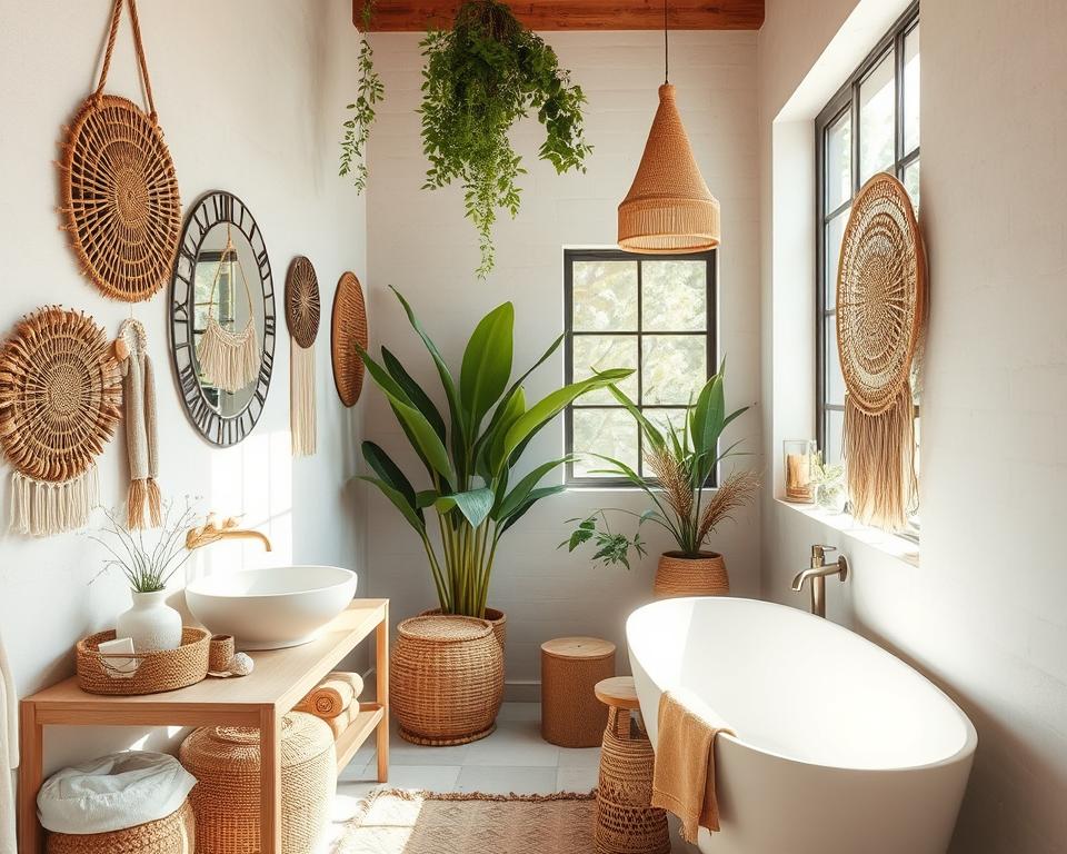 boho bathroom textures