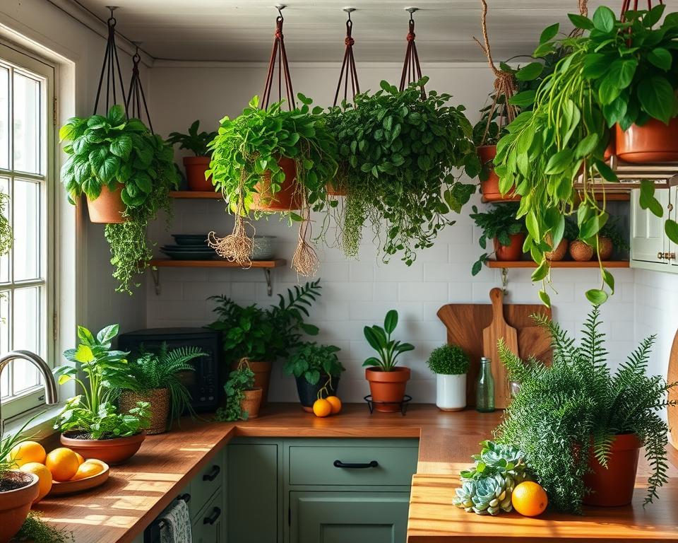 kitchen decor with plants