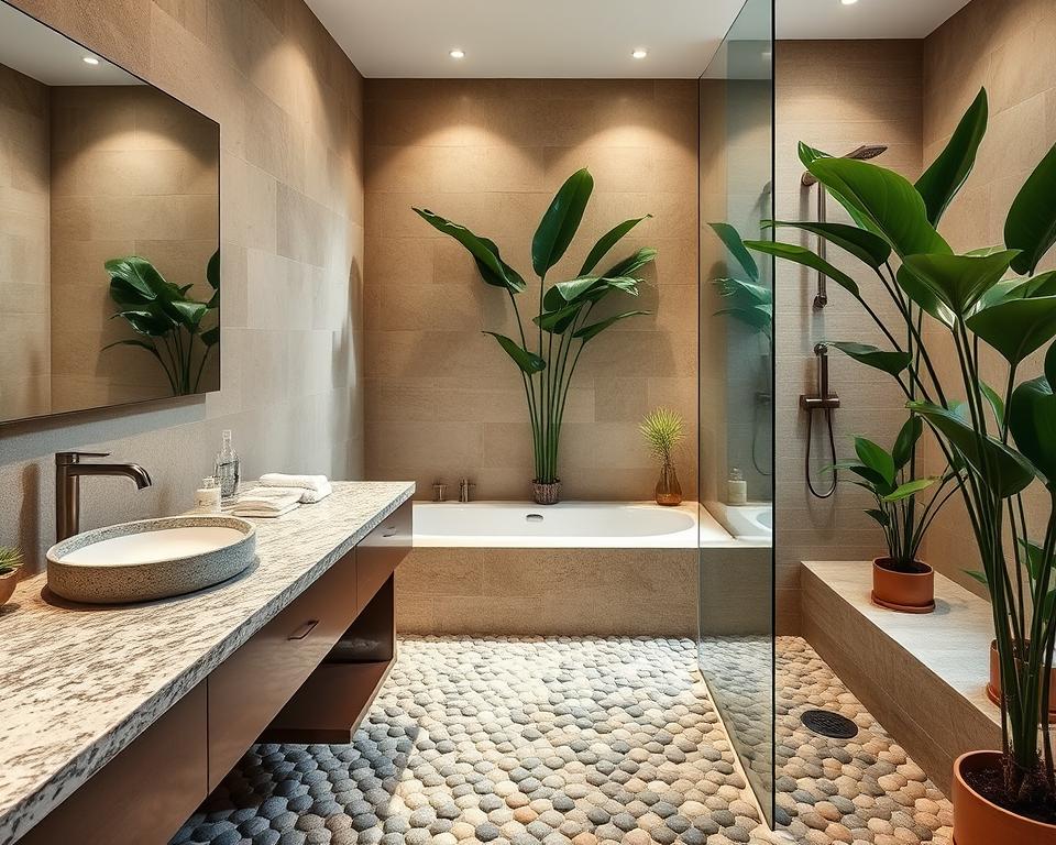 natural materials in bathrooms