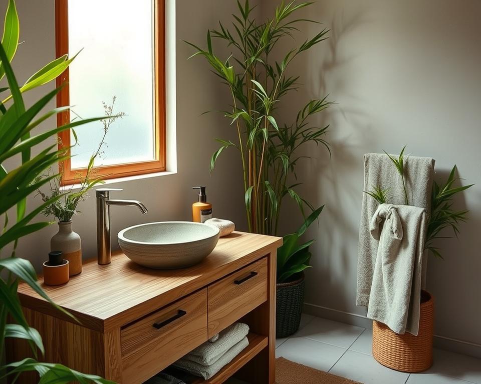 natural materials in bathrooms