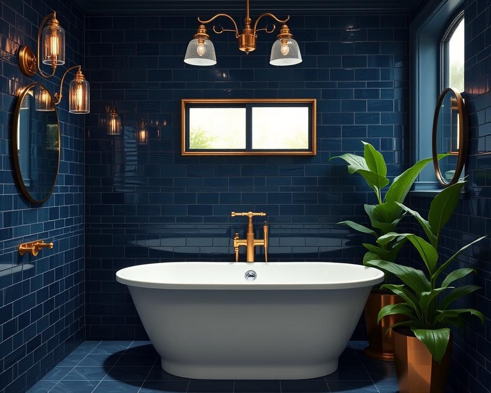 navy blue bathroom