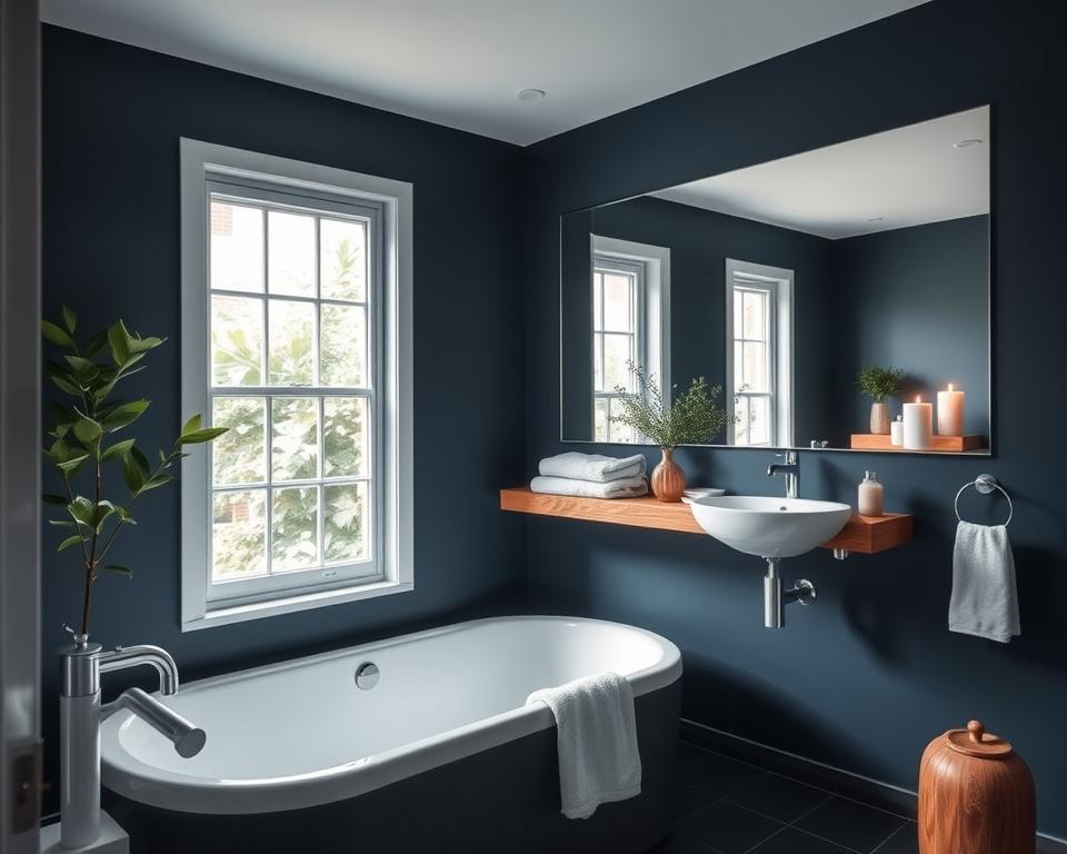 navy blue bathroom