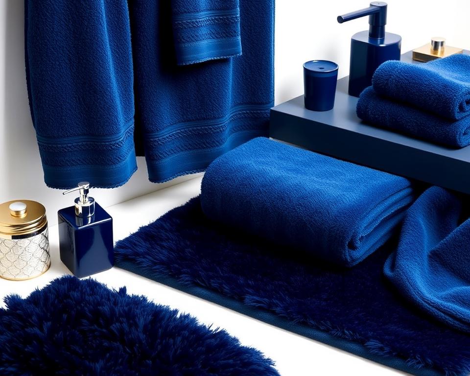 navy blue bathroom accessories