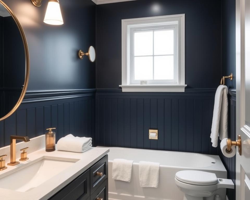 navy blue bathroom walls