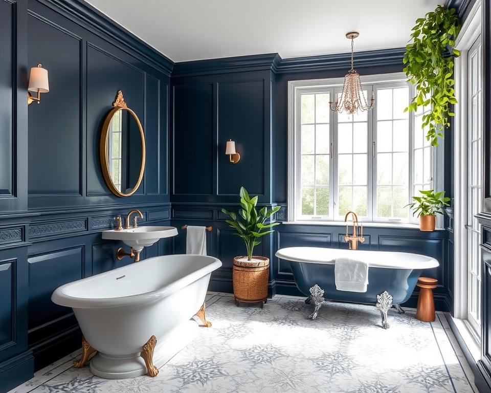 navy blue bathroom