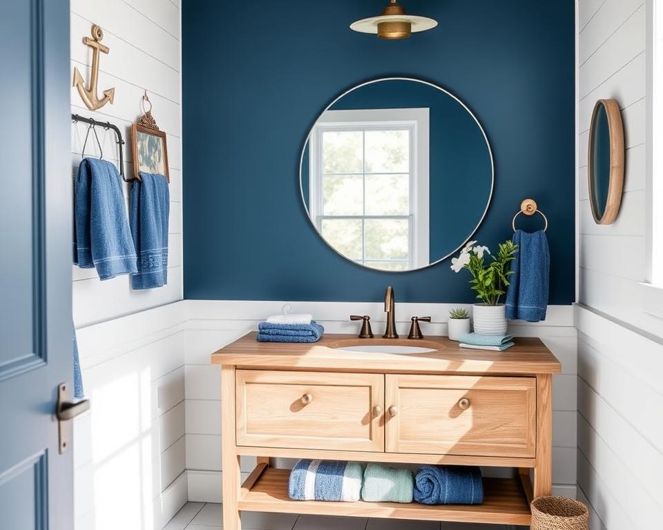 navy coastal bathroom