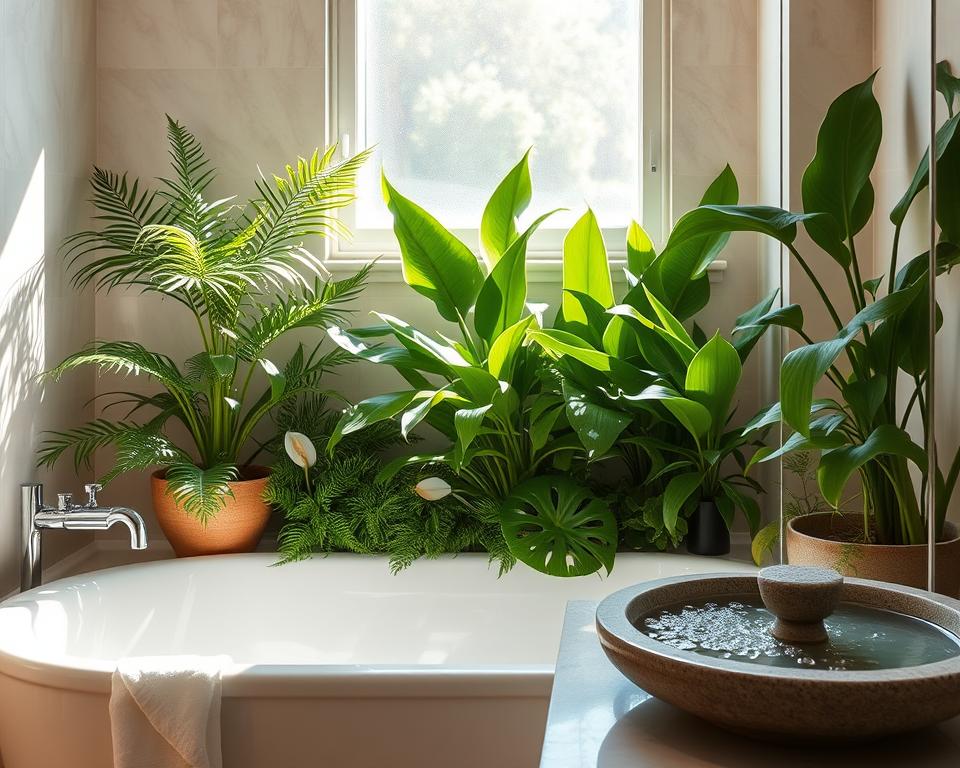 serene bathroom plants