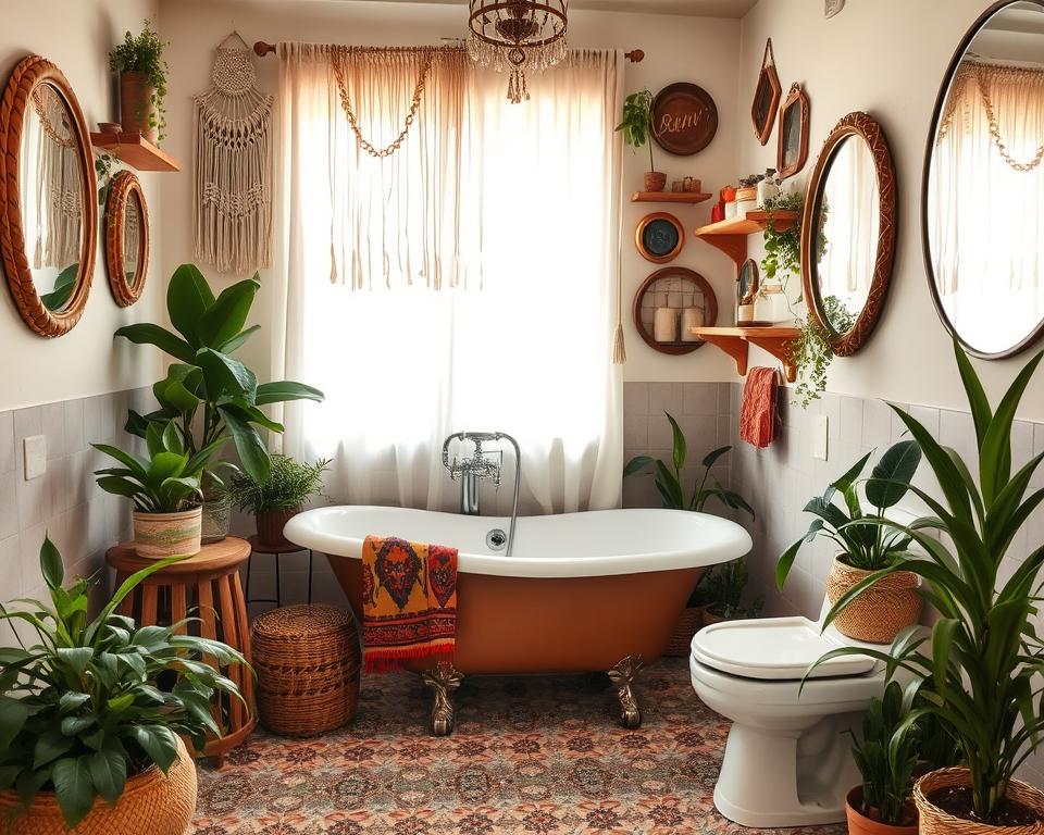 vintage boho bathroom